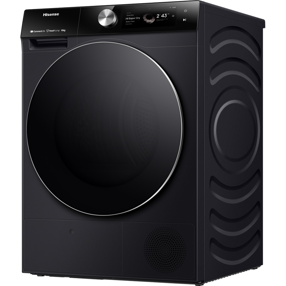 Uscator de rufe HISENSE DH7S107BB, Pompa de caldura, 10 kg, 20 programe, Clasa C, Wi-Fi, negru