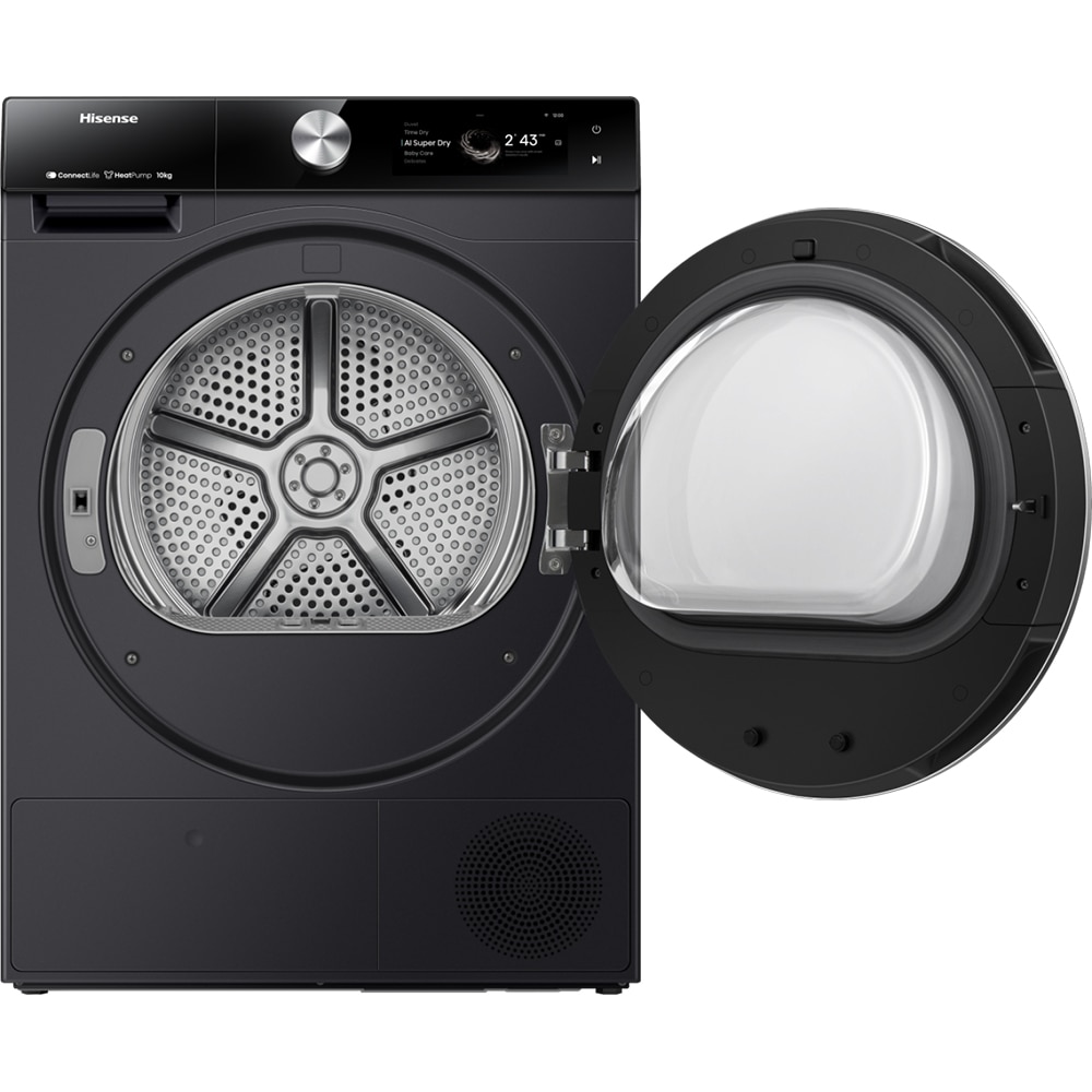 Uscator de rufe HISENSE DH7S107BB, Pompa de caldura, 10 kg, 20 programe, Clasa C, Wi-Fi, negru
