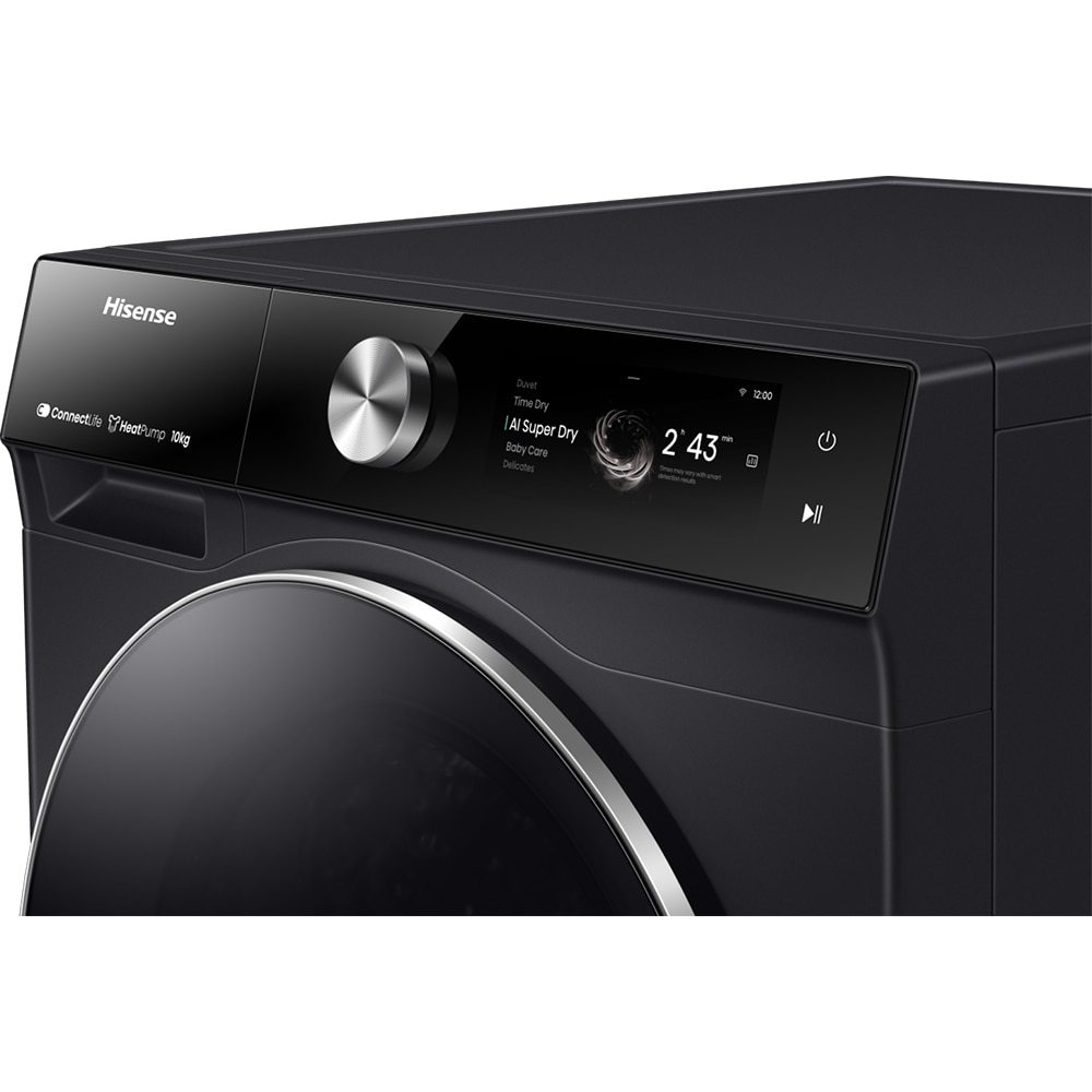 Uscator de rufe HISENSE DH7S107BB, Pompa de caldura, 10 kg, 20 programe, Clasa C, Wi-Fi, negru