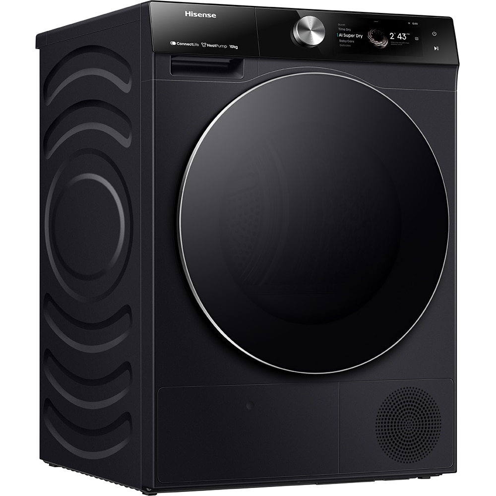 Uscator de rufe HISENSE DH7S107BB, Pompa de caldura, 10 kg, 20 programe, Clasa C, Wi-Fi, negru