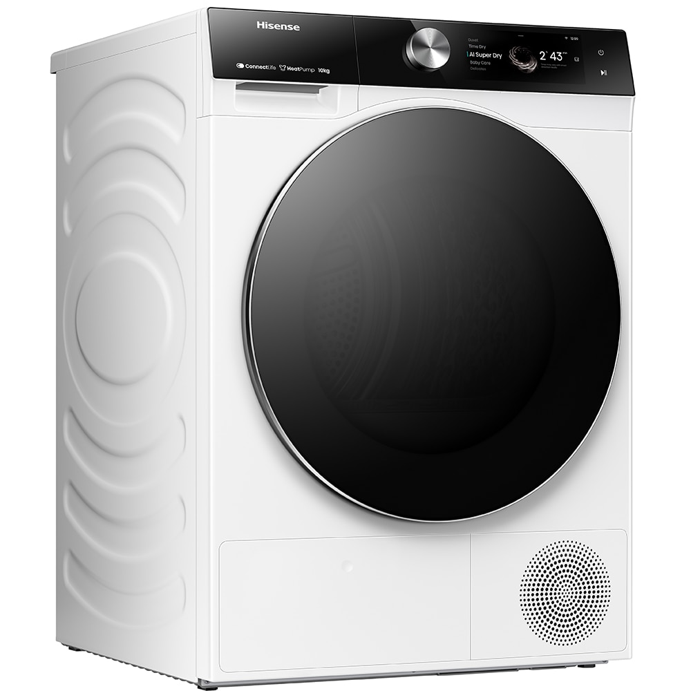 Uscator de rufe HISENSE DH7S107BW, Pompa de caldura, 10 kg, 20 programe, Clasa C, Wi-Fi, alb