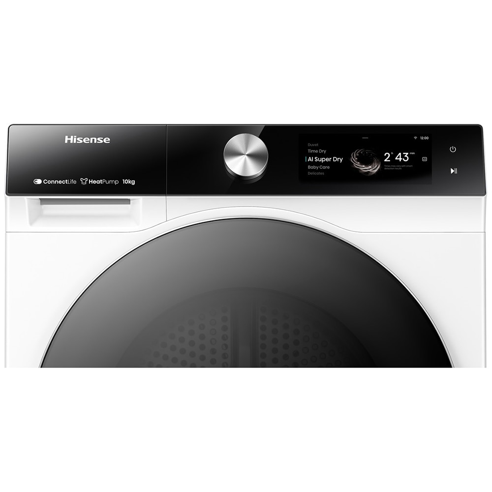 Uscator de rufe HISENSE DH7S107BW, Pompa de caldura, 10 kg, 20 programe, Clasa C, Wi-Fi, alb