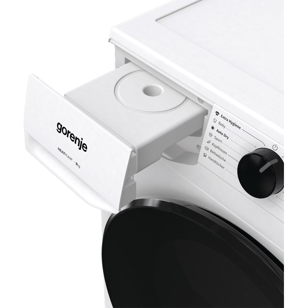 Uscator de rufe GORENJE DHNA92, Pompa de caldura, 9 kg, 15 programe, Clasa D, alb