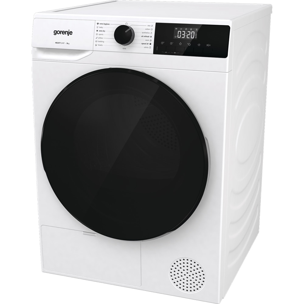 Uscator de rufe GORENJE DHNA93, Pompa de caldura, 9 kg, 15 programe, Clasa C, alb