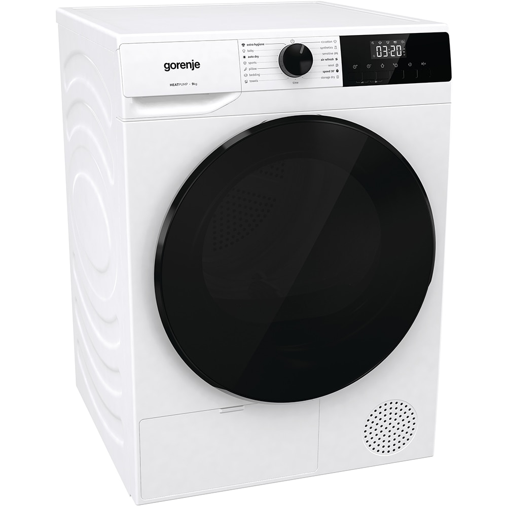 Uscator de rufe GORENJE DHNA93, Pompa de caldura, 9 kg, 15 programe, Clasa C, alb