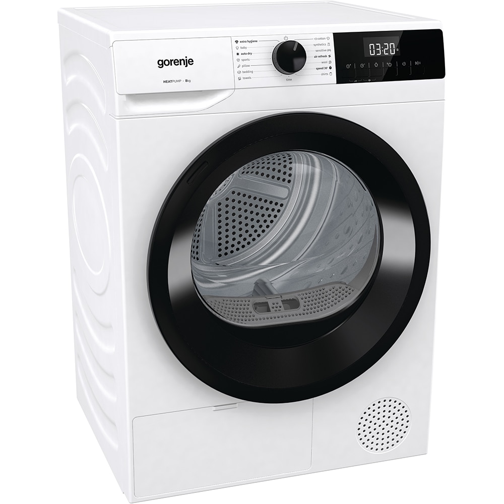 Uscator de rufe GORENJE DHNE83, Pompa de caldura, 8 kg, 15 programe, Clasa C, alb
