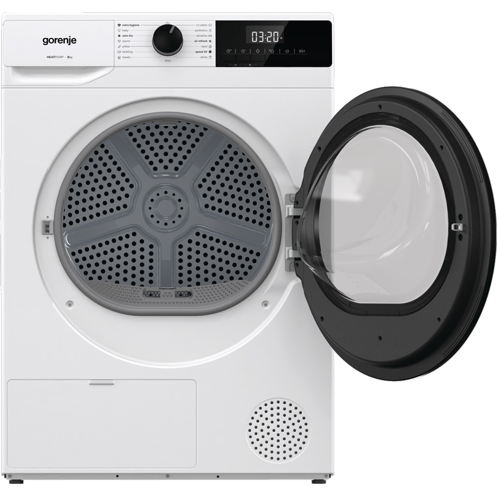 Uscator de rufe GORENJE DHNE83, Pompa de caldura, 8 kg, 15 programe, Clasa C, alb