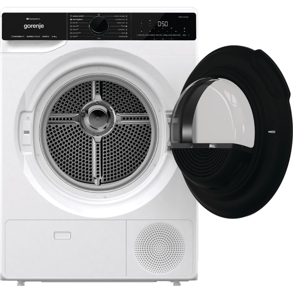 Uscator de rufe GORENJE DPNA92WIFI, Pompa de caldura, 9 kg, 15 programe, Clasa D, Wi-Fi, alb