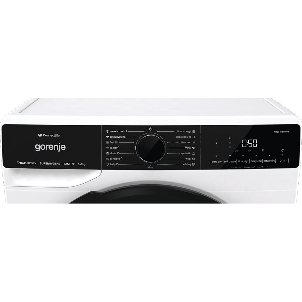 Uscator de rufe GORENJE DPNA92WIFI, Pompa de caldura, 9 kg, 15 programe, Clasa D, Wi-Fi, alb