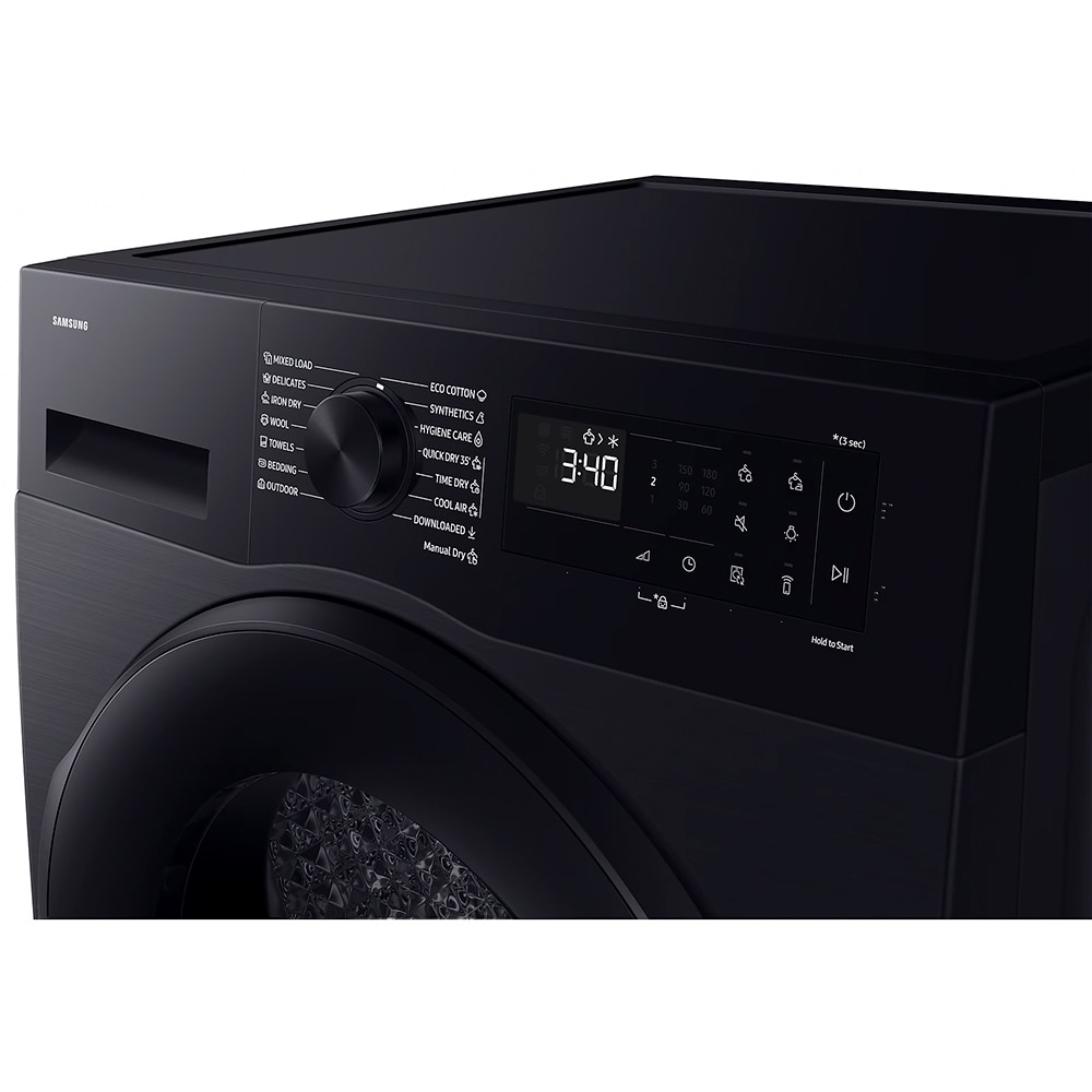 Uscator de rufe SAMSUNG DV90DG52A0ABLE, Pompa de caldura, 9 kg, 14 programe, Clasa C, Wi-Fi, negru