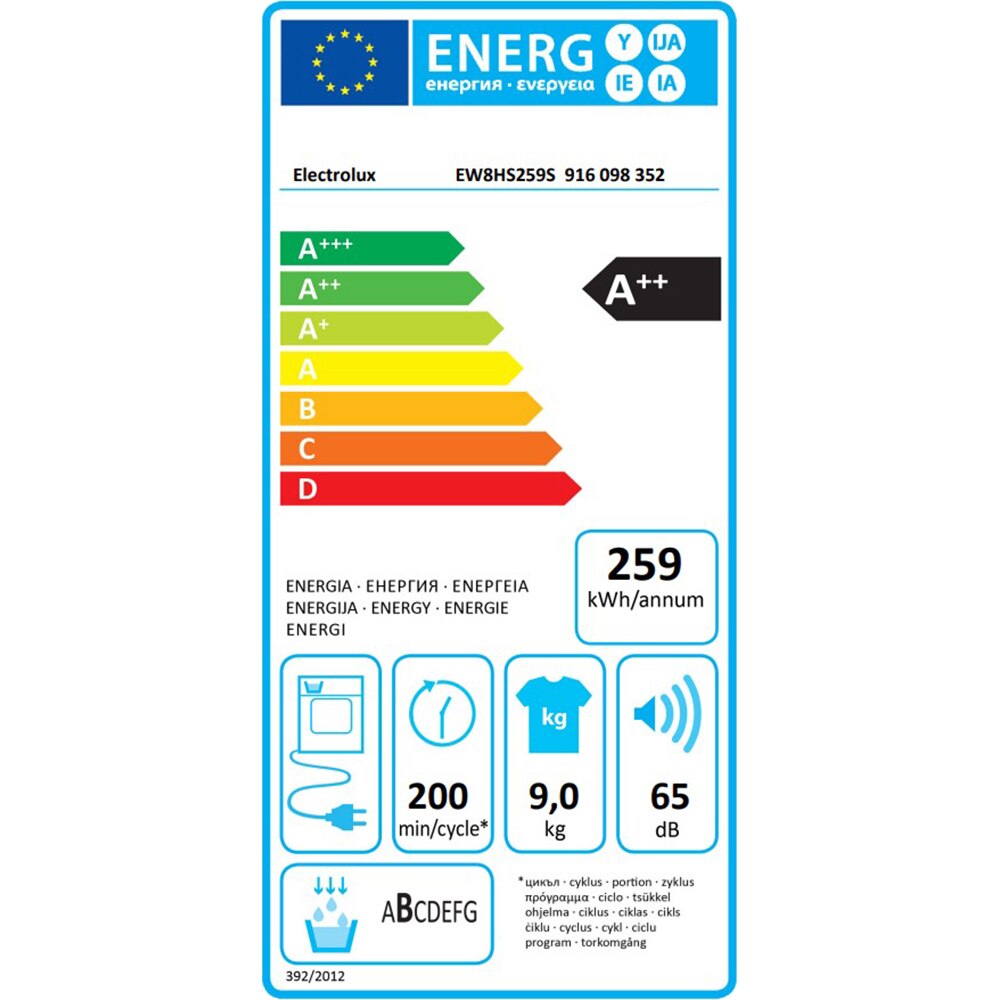 Uscator de rufe ELECTROLUX PerfectCare800 EW8HS259S, Pompa de caldura, 9kg, 12 programe, Clasa A++, alb