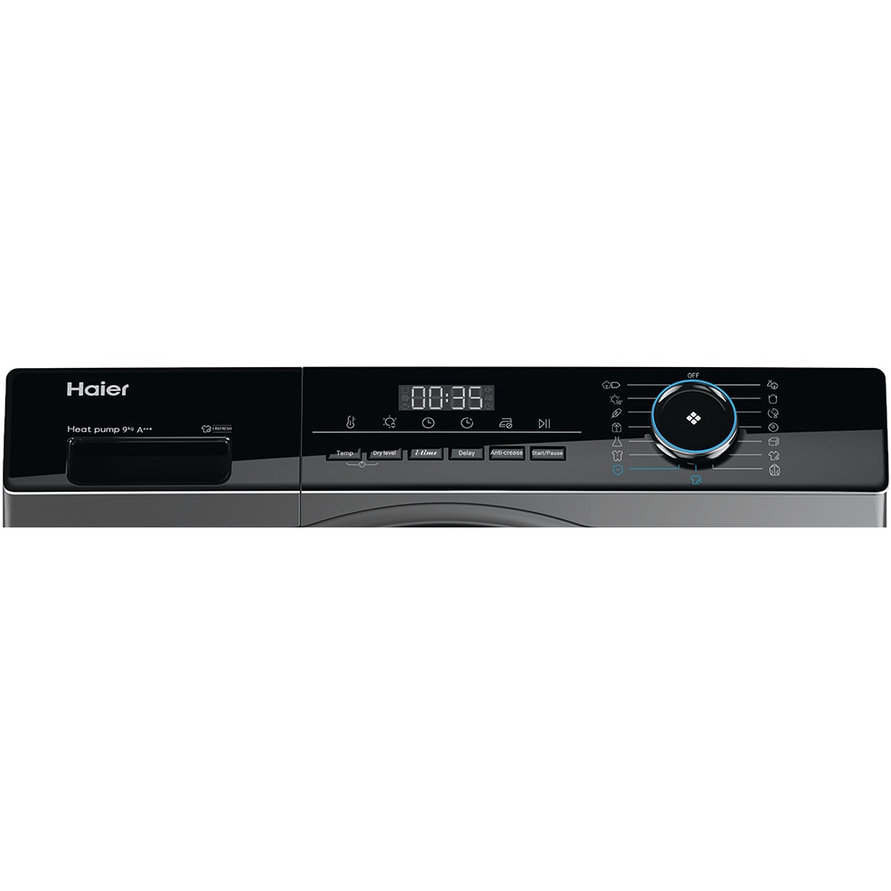 Uscator de rufe HAIER HD90-A3939R-S, Pompa de caldura, 9 kg, 15 programe, Clasa C, antracit
