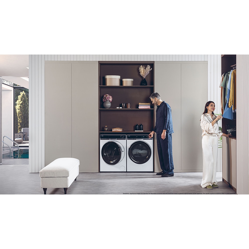 Uscator de rufe HAIER HD90-A3Q397U1-S, Pompa de caldura, 9 kg, 17 programe, Clasa C, Wi-Fi, alb