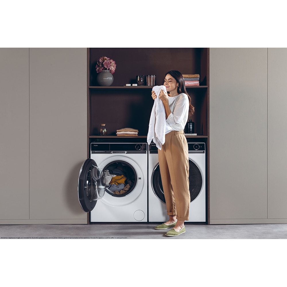 Uscator de rufe HAIER HD90-A3Q397U1-S, Pompa de caldura, 9 kg, 17 programe, Clasa C, Wi-Fi, alb