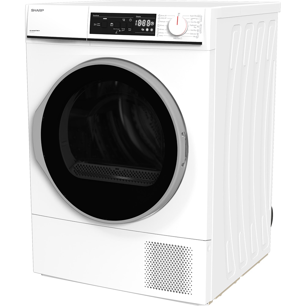 Uscator de rufe SHARP KD-NHA8S7GW21-EE, Pompa de caldura, 8 kg, 15 programe, Clasa A++, alb