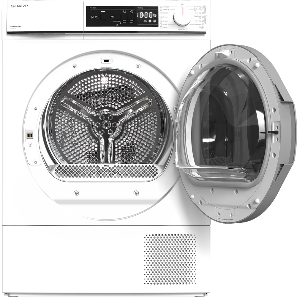 Uscator de rufe SHARP KD-NHA8S7GW21-EE, Pompa de caldura, 8 kg, 15 programe, Clasa A++, alb