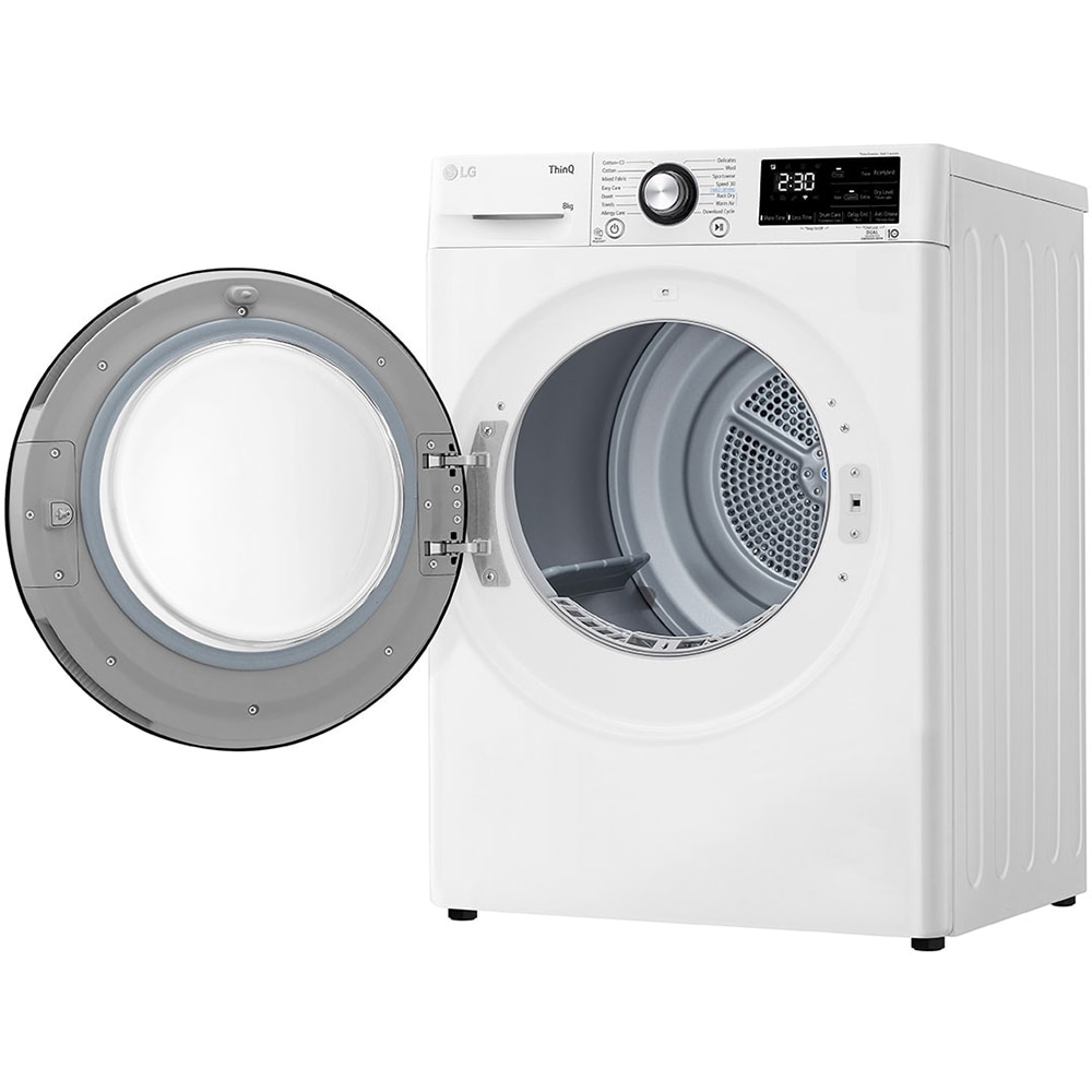 Uscator de rufe LG RH80V3AVBN, ThinQ, Pompa de caldura, 8 kg, 14 programe, Clasa D, alb
