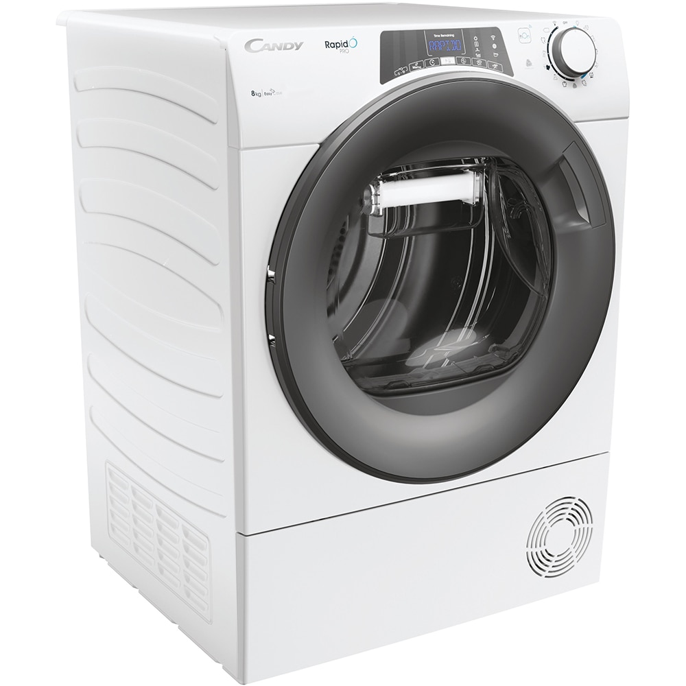 Uscator de rufe CANDY Rapido Pro RPE H8A2TRE-S, Pompa de caldura, 8 kg, 14 programe, Clasa E, Wi-Fi, alb