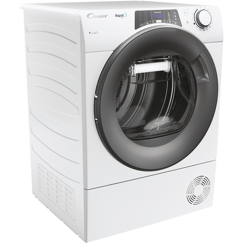 Uscator de rufe CANDY Rapido Pro RPE H9A2TRE-S, Pompa de caldura, 9 kg, 14 programe, Clasa E, Wi-Fi, alb