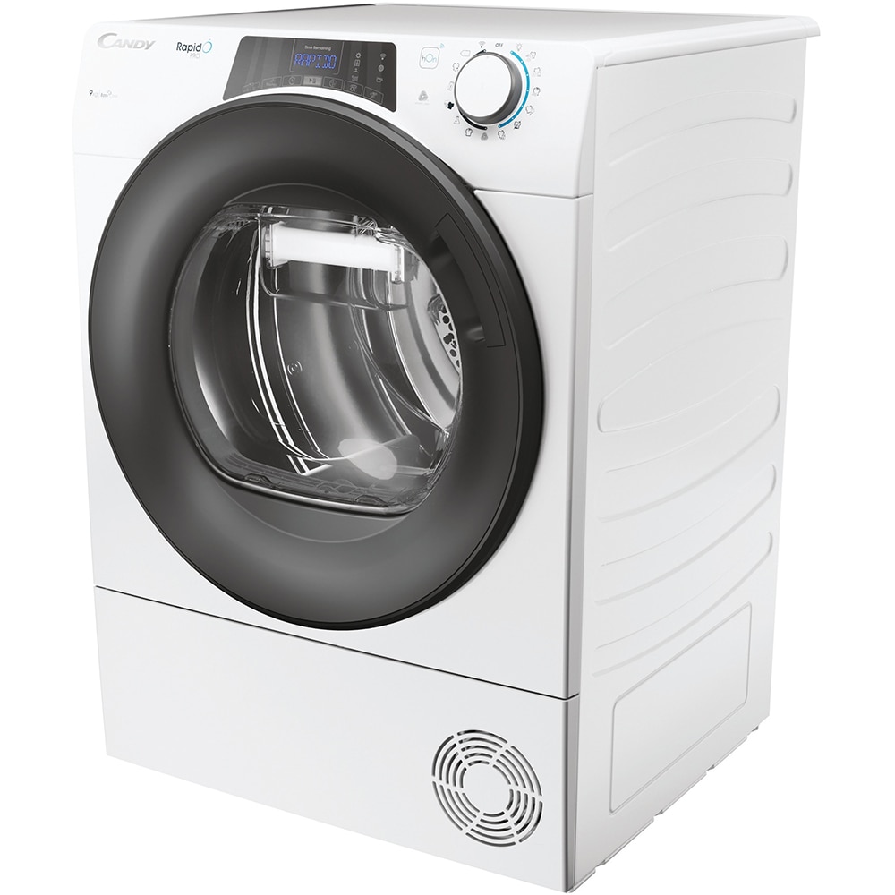 Uscator de rufe CANDY Rapido Pro RPE H9A2TRE-S, Pompa de caldura, 9 kg, 14 programe, Clasa E, Wi-Fi, alb