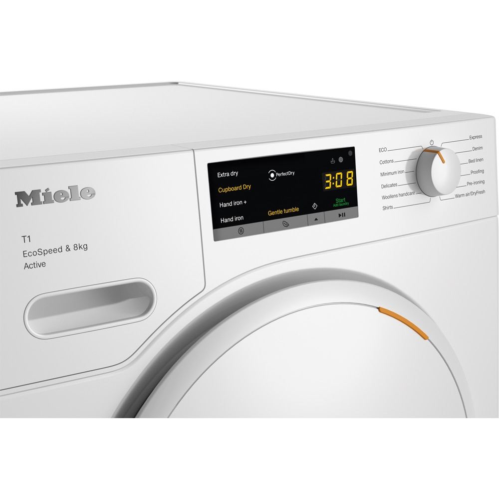 Uscator de rufe MIELE TWA 520 WP Active, Pompa de caldura, 8 kg, 12 programe, Clasa C, alb
