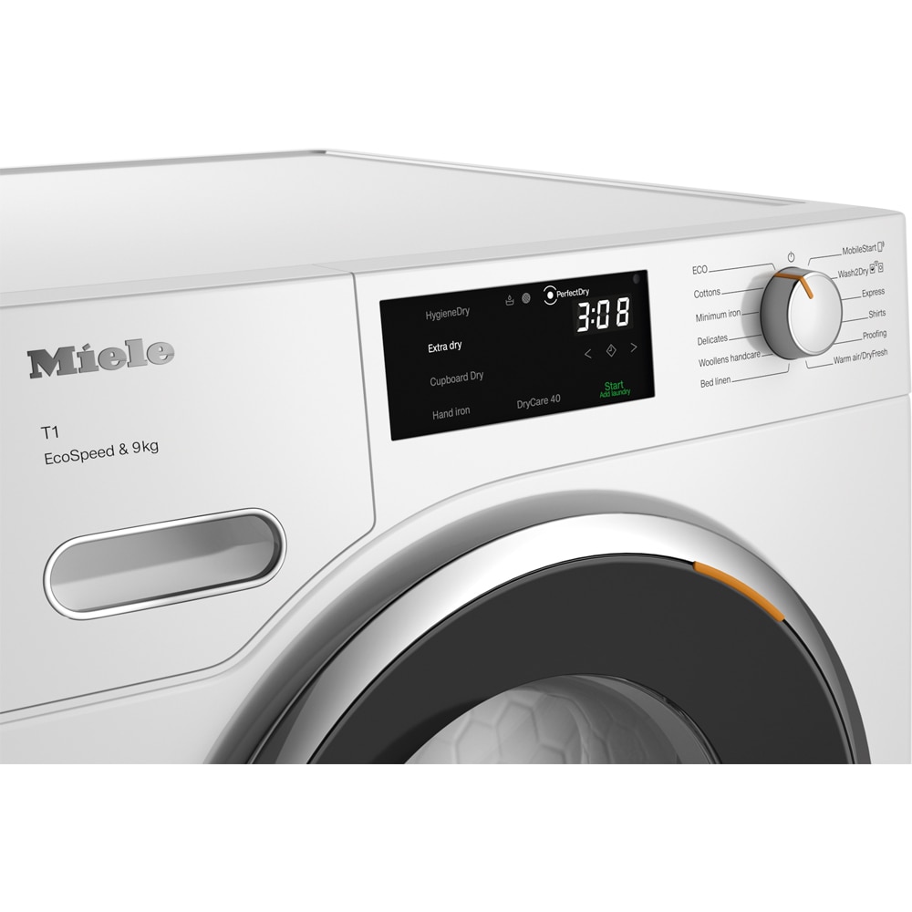Uscator de rufe MIELE TWH 780 WP EcoSpeed, Pompa de caldura, 9 kg, 12 programe, Clasa C, Wi-Fi, alb