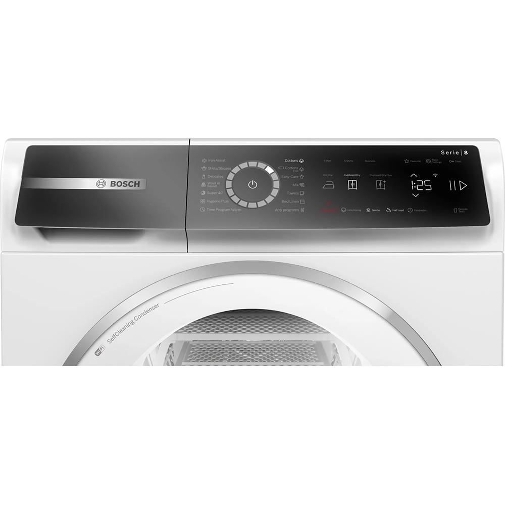 Uscator de rufe BOSCH WQB245A7BY, Condensare si pompa de caldura, 9 kg, 14 programe, Clasa C, alb