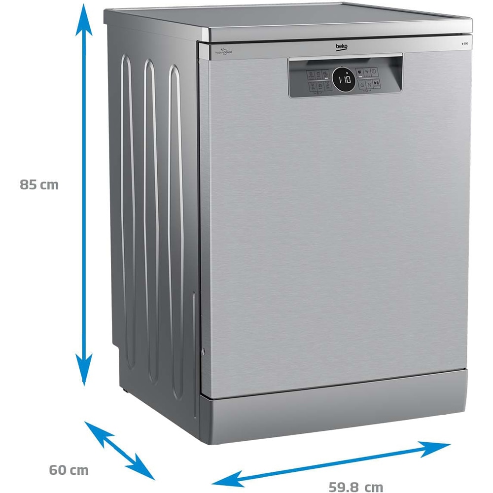 Masina de spalat vase independenta BEKO BDFN26430X, Hygiene Shield, 14 seturi, 6 programe, 60 cm, Clasa D, inox