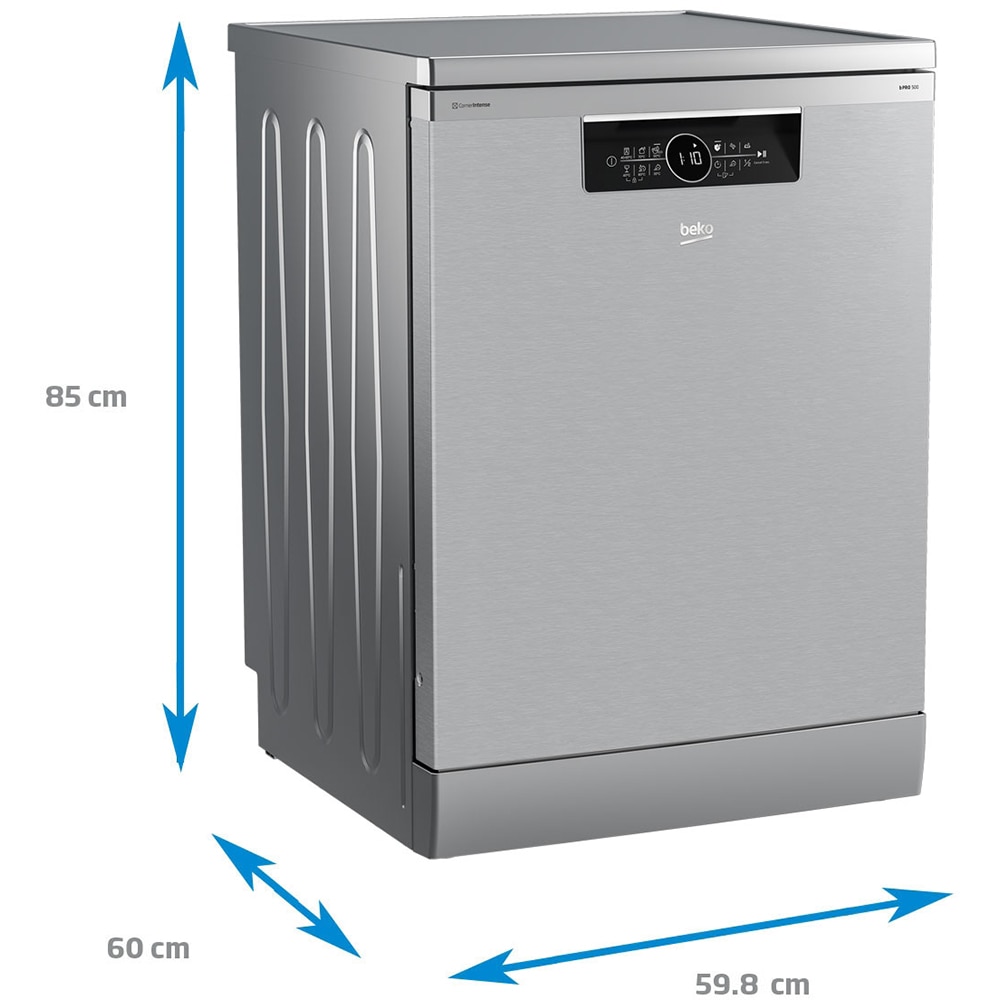 Masina de spalat vase independenta BEKO BDFN36530XC, HygieneShield, 15 seturi, 6 programe, 60 cm, Clasa D, inox