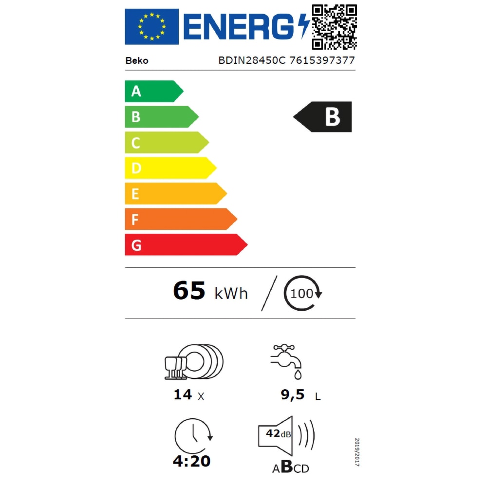 Masina de spalat vase incorporabila BEKO BDIN28450C, CornerIntense, 14 seturi, 8 programe, 60 cm, Clasa B, panou comanda negru