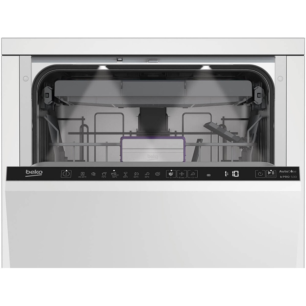 Masina de spalat vase incorporabila BEKO BDIS38040A, 10 seturi, 8 programe, 45 cm, Clasa C, panou comanda negru