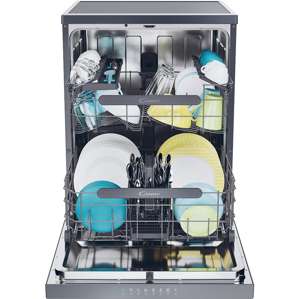 Masina de spalat vase independenta CANDY CF 5C4F0PA, 15 seturi, 8 programe, 60 cm, Clasa C, antracit
