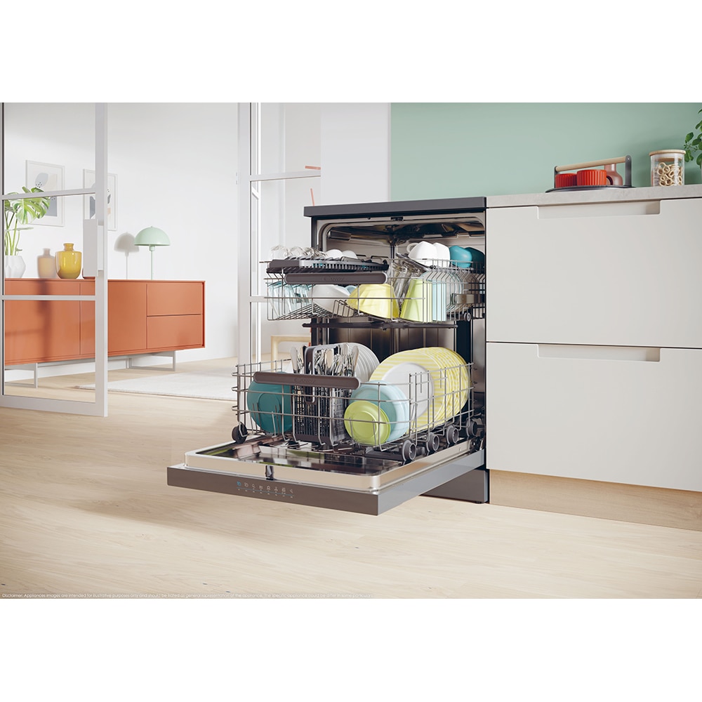 Masina de spalat vase independenta CANDY CF 5C4F0PA, 15 seturi, 8 programe, 60 cm, Clasa C, antracit