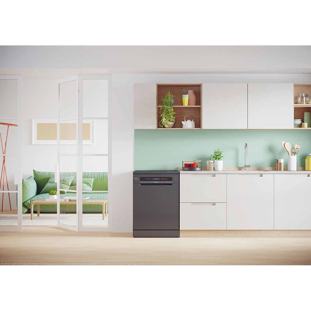 Masina de spalat vase independenta CANDY CF 5C4F0PA, 15 seturi, 8 programe, 60 cm, Clasa C, antracit