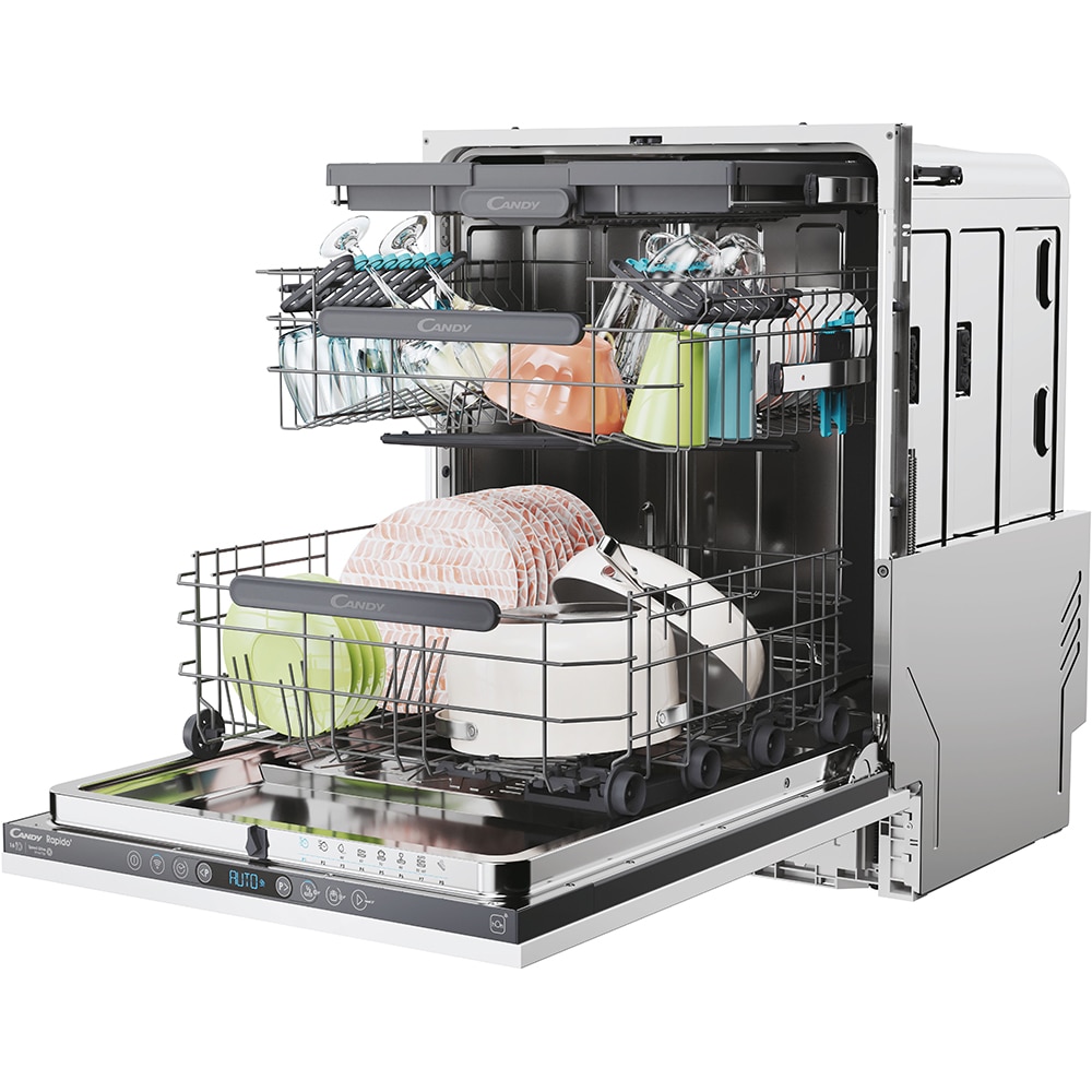 Masina de spalat vase incorporabila CANDY Rapido CI 6E7F1A, 16 seturi, 8 programe, 60 cm, Clasa E, panou comanda antracit
