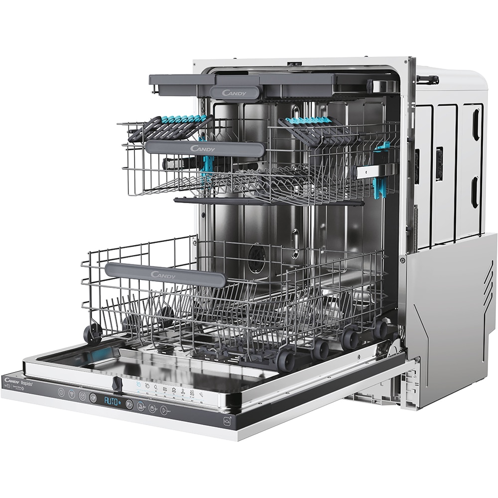 Masina de spalat vase incorporabila CANDY Rapido CI 6E7F1A, 16 seturi, 8 programe, 60 cm, Clasa E, panou comanda antracit