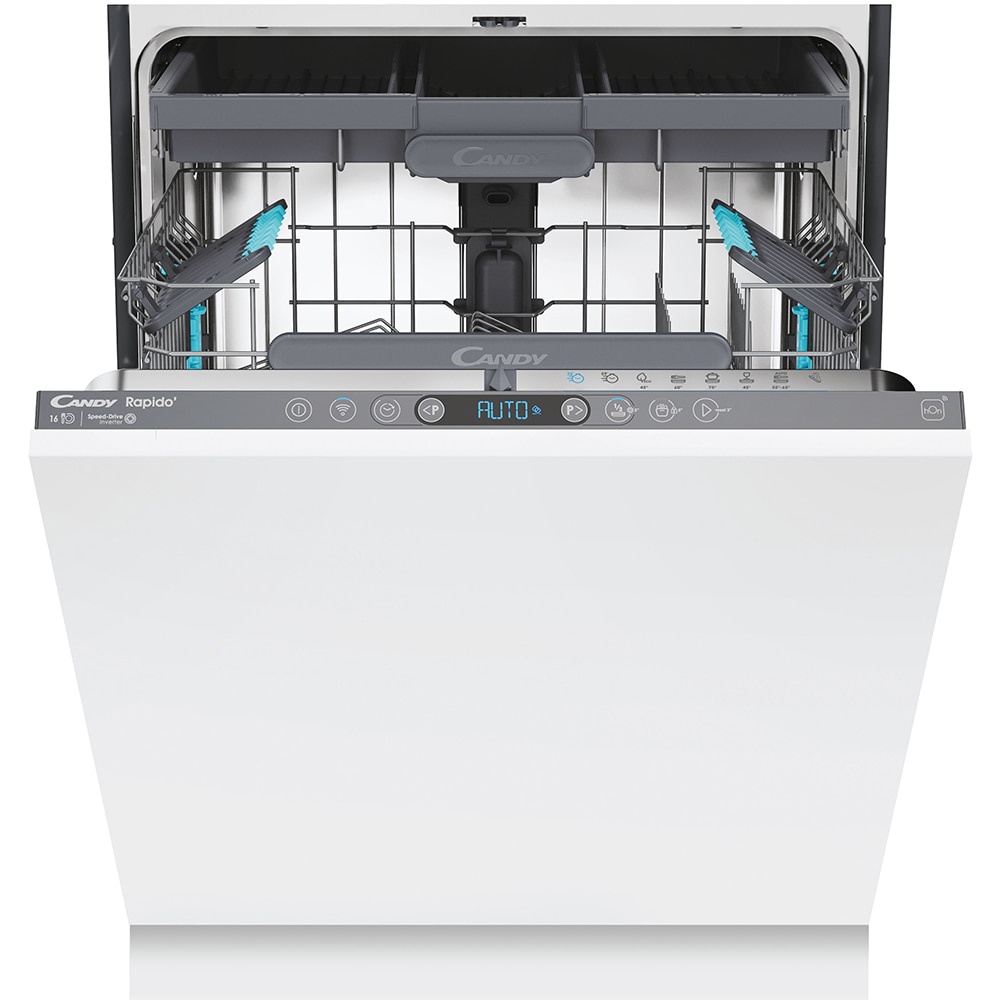 Masina de spalat vase incorporabila CANDY Rapido CI 6E7F1A, 16 seturi, 8 programe, 60 cm, Clasa E, panou comanda antracit