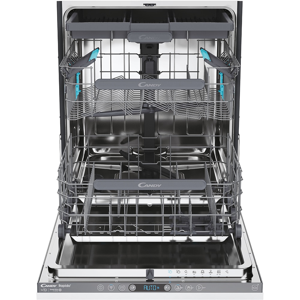 Masina de spalat vase incorporabila CANDY Rapido CI 6E7F1A, 16 seturi, 8 programe, 60 cm, Clasa E, panou comanda antracit