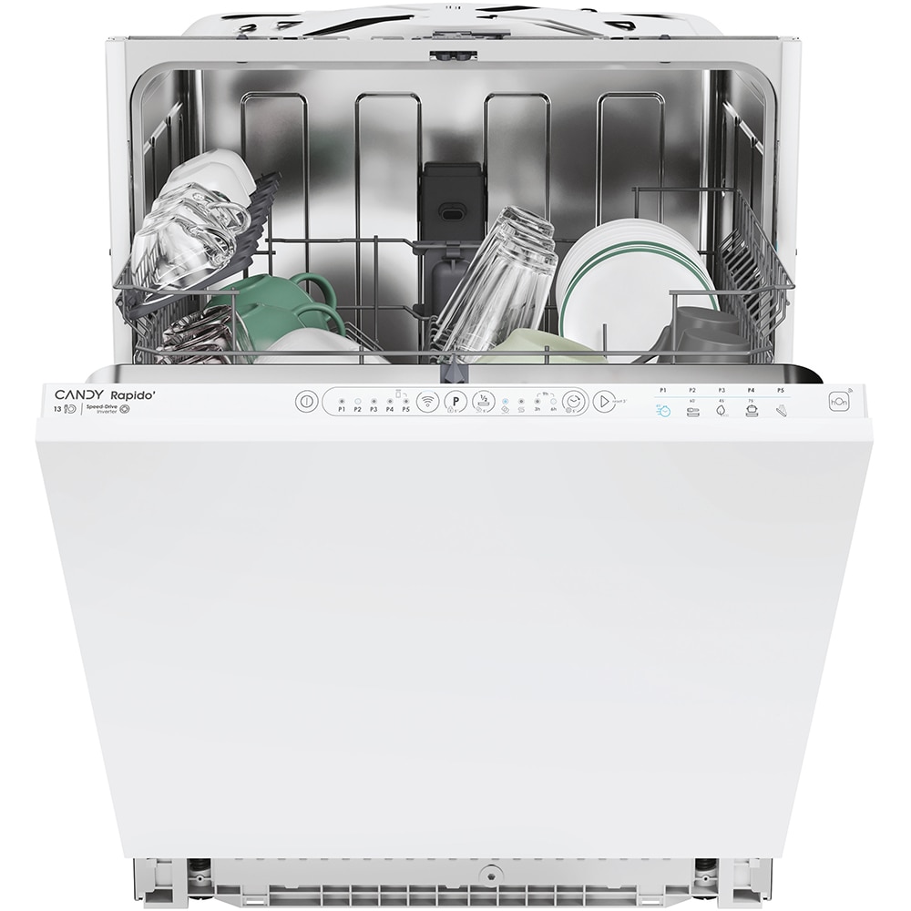 Masina de spalat vase incorporabila CANDY Rapido CIP 3E7L0W, 13 seturi, 5 programe, 60 cm, Clasa E, panou comanda alb