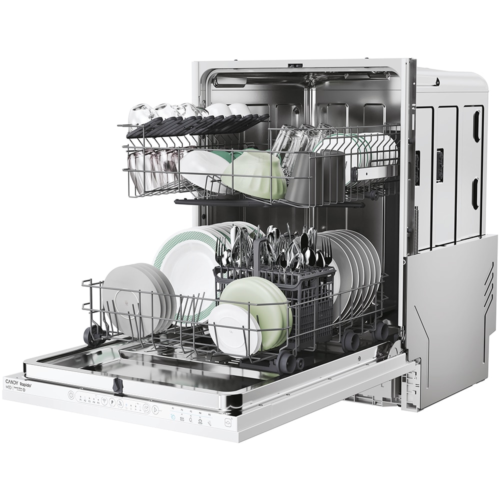 Masina de spalat vase incorporabila CANDY Rapido CIP 3E7L0W, 13 seturi, 5 programe, 60 cm, Clasa E, panou comanda alb
