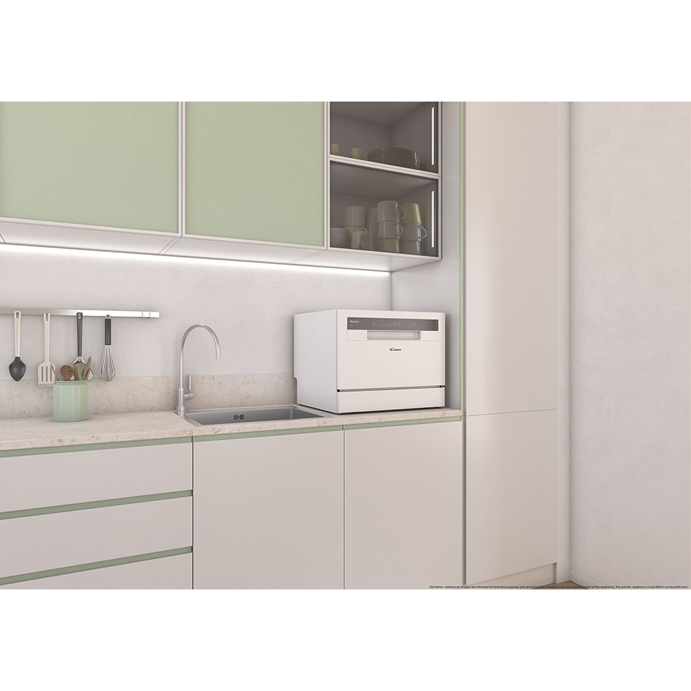 Masina de spalat vase independenta CANDY CP6E51LW, 6 seturi, 5 programe, 55 cm, Clasa E, alb