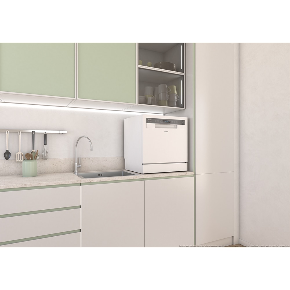 Masina de spalat vase independenta CANDY CP 8F9FFW, 8 seturi, 8 programe, 55 cm, Clasa F, alb