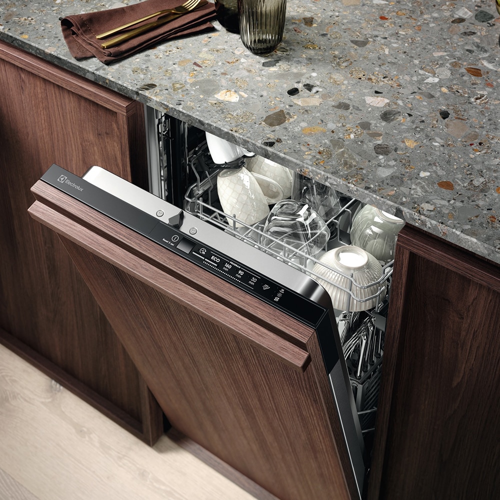 Masina de spalat vase incorporabila ELECTROLUX EEA12100L, 9 seturi, 5 programe, Clasa F, panou comanda negru