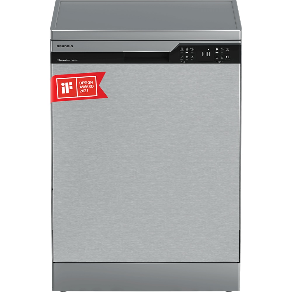 Masina de spalat vase independenta GRUNDIG GNFP3630XB, CornerWash, 16 seturi, 6 programe, 60cm, Clasa C, inox