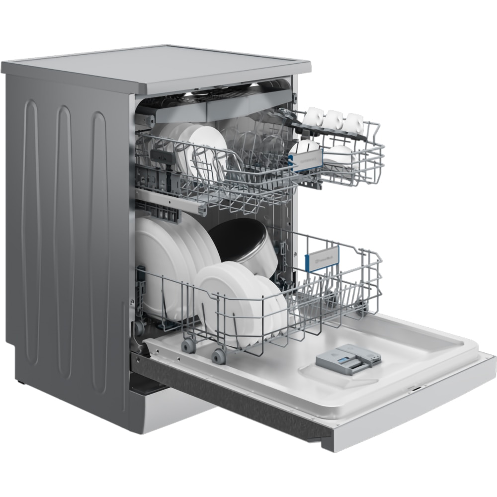 Masina de spalat vase independenta GRUNDIG GNFP4540XDW, CornerWash, 15 seturi, 6 programe, 60cm, Clasa D, inox