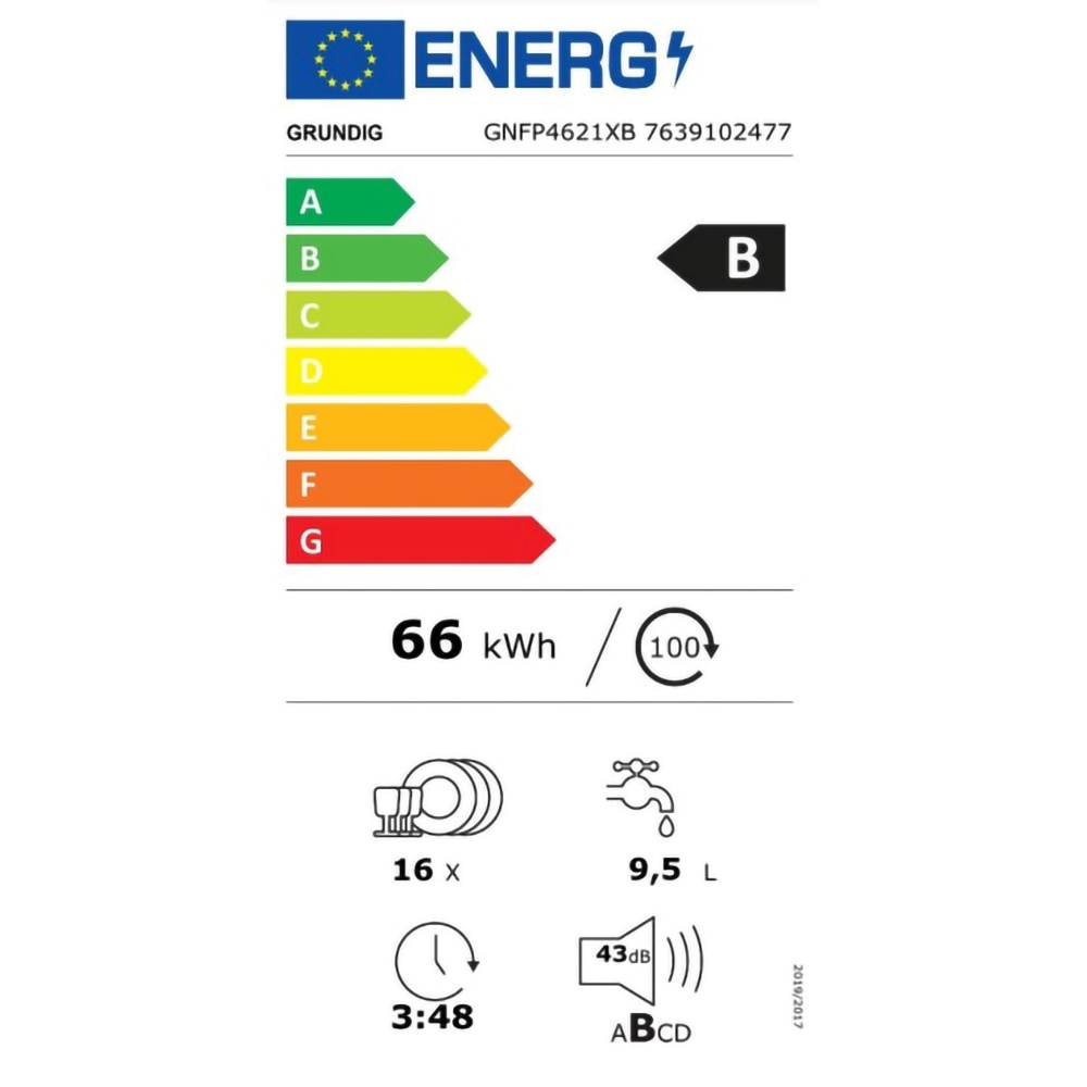 Masina de spalat vase independenta GRUNDIG GNFP4621XB, CornerWash, 16 seturi, 11 programe, Clasa B, 60 cm, inox