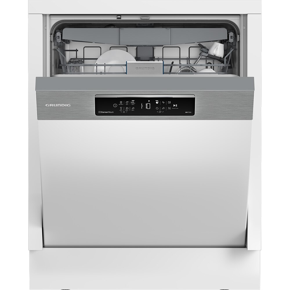 Masina de spalat vase semi-incorporabila GRUNDIG GNIP4630XB, 16 seturi, 6 programe, 60 cm, Clasa C, inox antiamprenta