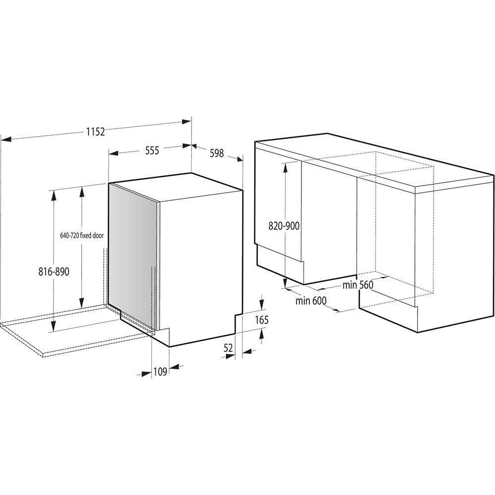 Masina de spalat vase incorporabila GORENJE GV673C60, 16 seturi, 7 programe, 60 cm, Clasa C, panou comanda negru
