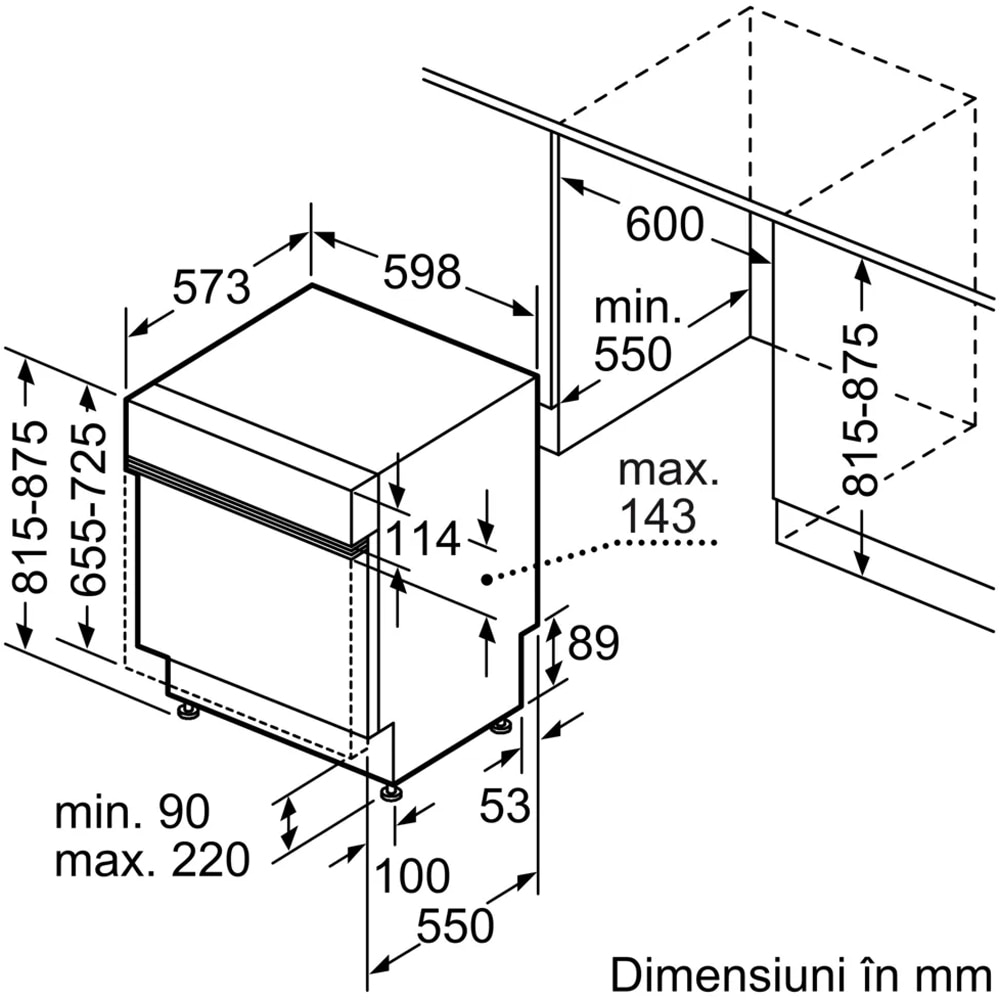 Masina de spalat vase semi-incorporabila BOSCH SMI2ITS09E, 13 seturi, 5 programe, 60 cm, Clasa E, inox