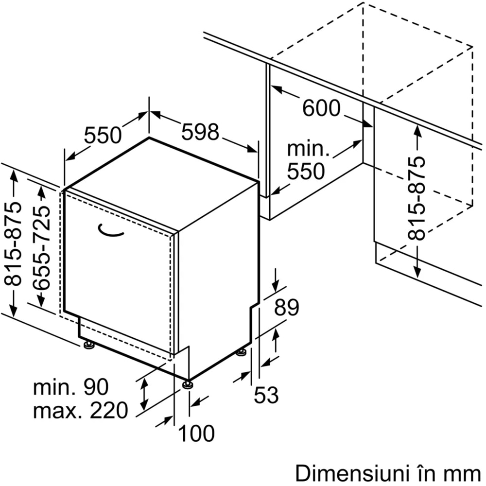 Masina de spalat vase incorporabila BOSCH SMV4EVX09E, 14 seturi, 6 programe, 60 cm, Clasa B, panou comanda inox